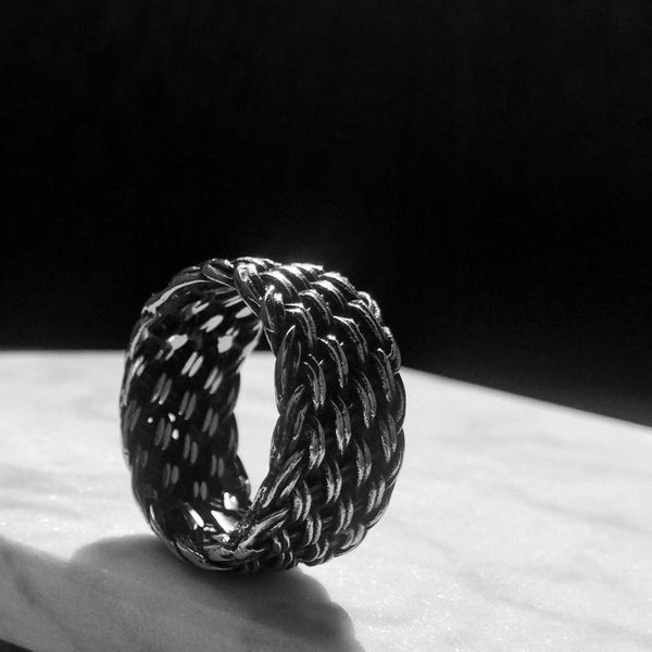 Titanium Steel Knitted Twisted Ring