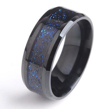 Black Hollow Blue Dragon Ring