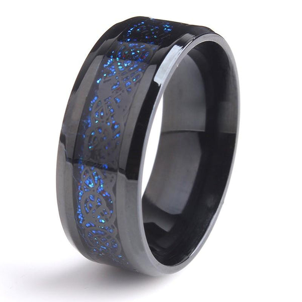 Black Hollow Blue Dragon Ring