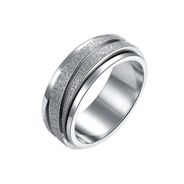 Sliver Frosted Titanium Steel Band Ring