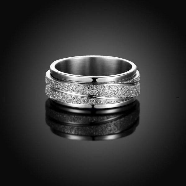 Sliver Frosted Titanium Steel Band Ring