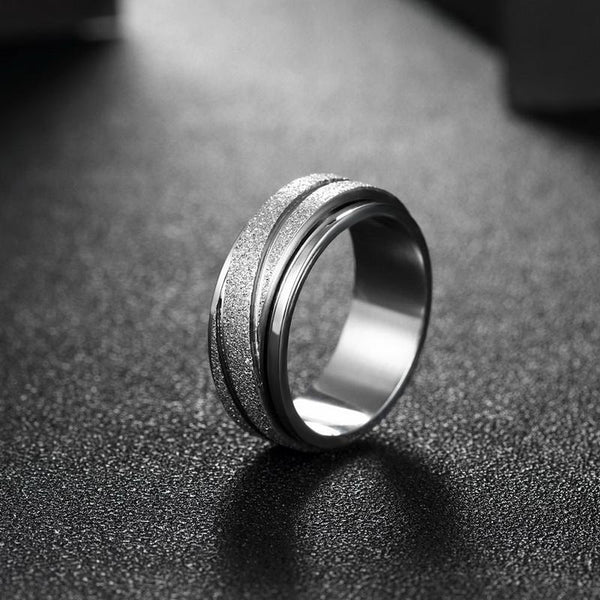 Sliver Frosted Titanium Steel Band Ring