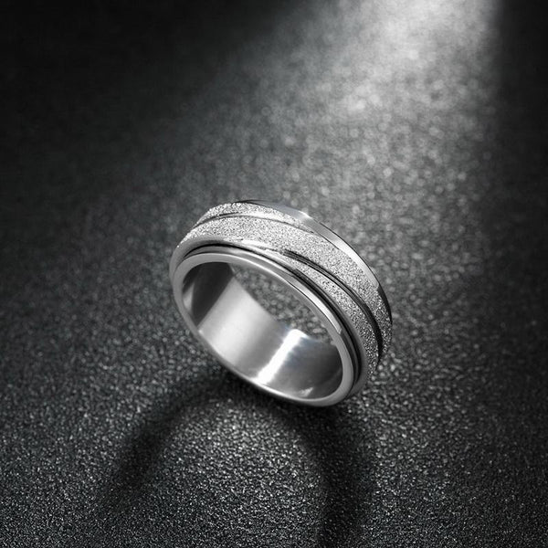 Sliver Frosted Titanium Steel Band Ring