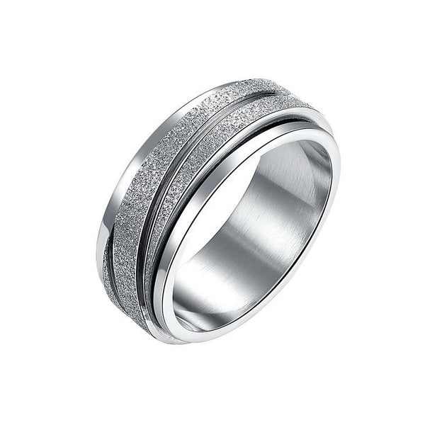 Sliver Frosted Titanium Steel Band Ring