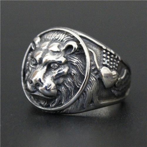 Round Lion Biker Style Ring