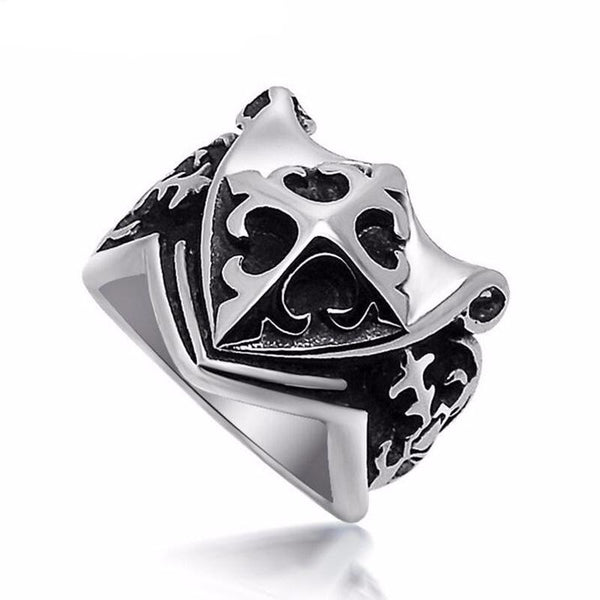 Cool Cross Shield Shaped Stainless Steel Ring