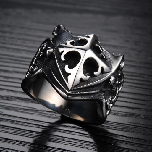 Cool Cross Shield Shaped Stainless Steel Ring
