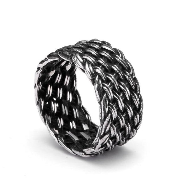 Titanium Steel Knitted Twisted Ring